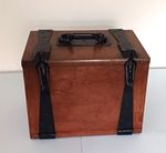 Victorian wood and metal surveyors box with screw fastenings