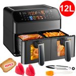 12L Dual Zone Digital Air Fryer Oven Cooker Oil Free Low Fat with 100 Tray Large