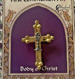1st First Holy Communion Cross & Chalice Pin Brooch Gift Boy's Girl's Shiny Gold