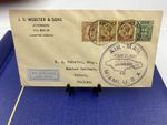 1930 Jamaica First Flight to Miami, FL, Oxford, England. War Stamp Overprint