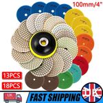 Diamond Polishing Pads Wet Dry 100MM 4 Inch Set Kit For Concrete Marble Tile UK