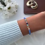 Blue Bead Bracelet with Mixed Color Accents – Cute Fashion Wrist Accessory