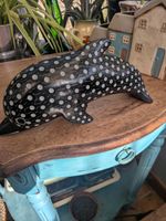 Soap stone 29cm Swimming Menagerie DOLPHIN figurine Black spotty 1704g