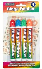 Bingo Dabbers 4 Pack  Red Blue Green Orange Optimise Colour Sheets Easy Use