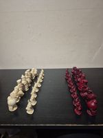 Alice in Wonderland Chess Set Vintage Berkeley Burgundy and Ivory (D7)