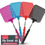 4 Fly Swatter Telescopic Extendable Long Handle Bug Insect Mosquito Wasp Killer