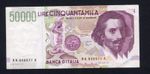 ITALY  50000  LIRE 1992 RA  PICK # 116a  VF.
