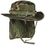 Teesar British Boonie Hat with Neck Flap Ripstop Sun Protection Woodland Camo