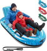 QPAU 2-Person Inflatable Snow Sled Canvas Cover Heavy Duty Backrest Handles Pro!