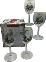 Portmeirion Wine Glasses Set of 4 Holly & Ivy Pattern Boxed (JF116L26)