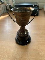 1970 "SAINTES" PIGEON RACING EPNS 11.5cm-TALL TROPHY (P3)