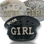 Birthday Girl captains hat black sequin diamanté Celebration party hat Black