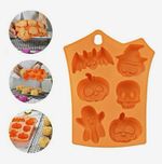 Orange Silicone Non-Stick Halloween Baking Mould 6 Cavity 23x16.5cm