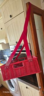 Piper-Heidsieck Champagne Red Wicker Hamper Picnic Basket Carrying Strap Plaque 