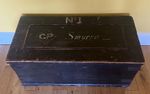 Antique Steamer Trunk British Railway Memorabilia Blanket Storage Box Solid Oak