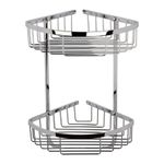 Large Brass Heavy Duty Corner Two-Tier Polished Chrome Shower Basket Bathroom
