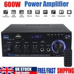 600W bluetooth Stereo Amplifier Amp HIFI Audio Radio 2CH USB AUX FM Car Home