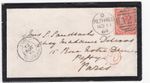 1864 QV FINE 4d BRIGHT RED STAMP ON MOURNING COVER + SURREY LETTER TO FRANCE