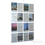 Window Hanging Poster Display Wire Cable Kit 4x4 - Qty 16 Pockets, A4, Acrylic