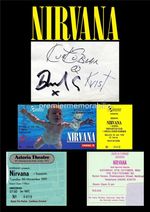 NIRVANA KURT COBAIN DAVE GROHL KRIST NOVOSELIC SIGNED PRE-PRINT EXCLUSIVE PRINT