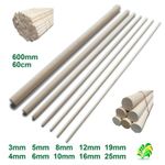 10 pack - 60cm 600mm Hardwood Wooden Dowels / Craft Sticks - Pick How Thick