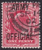 GB KEVII SG O49 SPLAYED 'Y' Variety MO20h ARMY OFFICIAL 1d Scarlet Fine Used