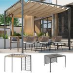 3 x 2.8m Metal Pergola Patio Sun Shelter Grape Tent Retractable Canopy Gazebo