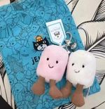 NEW Jellycat Marshmallows Plush- 12cm Pink & White Key Ring With Tags & Dust-Bag
