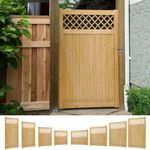Garden Gates Lattice Wooden Pedestrian Gate Outdoor Pinewood Fence Door w/ Hinge