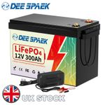 12V 300AH LiFePO4 Lithium Battery 10000+Cycle 200A BMS Solar RV Off-grid+Charge