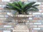 Stone Effect Cream Fluted Urn Planter MGO Resin Garden Round Natural Antique Pot
