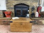 Old Antique Pine Chest, Vintage Wooden Storage Trunk, Blanket Box, Coffee Table.