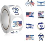 Israel Stickers Roll 500 Pcs - Israel and America Friendship - I Stand with 