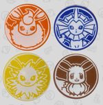 4pcs Eeveelutions coaster set with Flareon, Vaporeon, Jolteon and Eevee 8cm