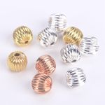 4mm 5mm 6mm 8mm 10mm Gold/Silver Round Plicated Brass Metal Loose Spacer Beads