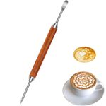 Stainless Steel Coffee Art Pen with Wood Handle Latte Pull Flower Needle UK