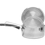 MTK HOUSEWARES Polished Aluminium Deep Chip Pan with Basket & Lid - UK MADE