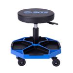 SGS Rolling Mechanic Seat w/ Detachable Tool Trays Adjustable Height Padded Seat