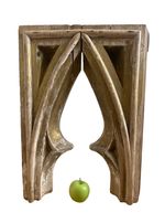 LARGE ANTIQUE 19thC GOTHIC CARVED WOODEN TRACERY PANEL / SCREEN FRAGMENT