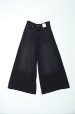 M&S Women's Jeans Black Palazzo Wide Leg Pockets Cotton Blend