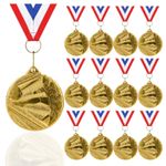 12-Pack Gold Football Medals for Kids and Adults - 50mm Metal With Ribbons