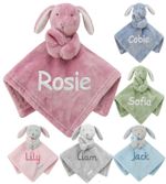 Personalised Baby Comforter Boy Girl Blanket Bunny Novelty Baby Gift Blankie