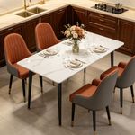 Solid Marble Dining Table and Chairs Set with 2/4 Leather Seat Kitchen Furniture