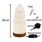Selenite Tower Lamp 20 cm Natural Crystal Healing Light with Dimmer, Bulbs, Fuse
