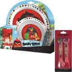 Angry Birds Movie Childrens Mealtime Set - Tumbler, Bowl, Plate and Cutlery