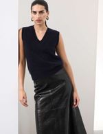 M&S - Autograph Womens Wool Sleeveless Knitted V-Neck Vest Top in Midnight Navy