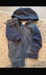 Authentic BOSS Baby 2pc Hooded Zip Hoodie & Joggers Logo Set Grey Blue 12M-74