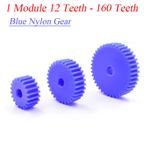 Blue Nylon Gear 1 Module 12 Teeth - 160 Teeth Plastic Cylindrical Spur Gear