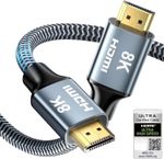 HDMI 2.1 8K TO 8K Ultra High Speed Cable 48Gbps Braided 120Hz HDR eARC Certified