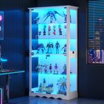 Display Cabinet Glass Doors 3-Colour LED Lights Human Sensor Adjustable Shelves